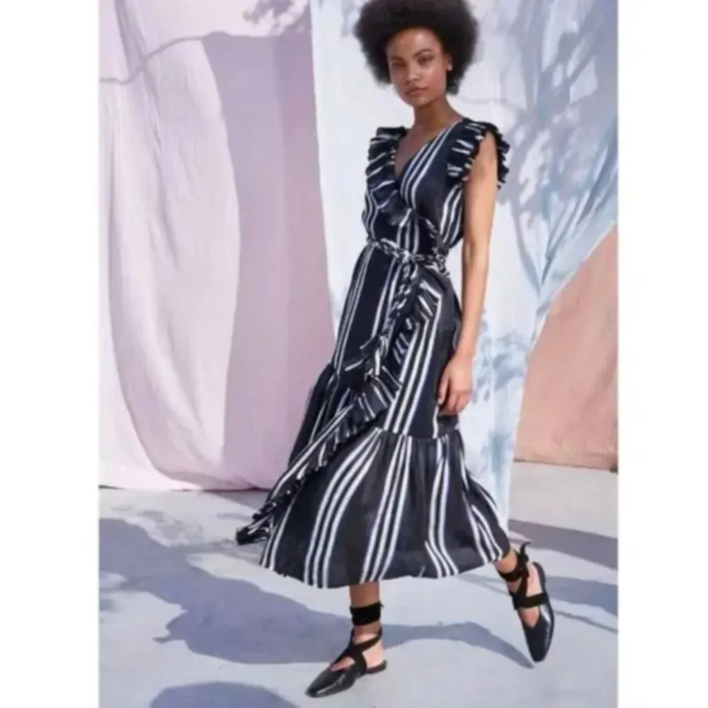 APIECE APART | Costa Del Sol Ruffle Wrap Dress | Prado Stripe